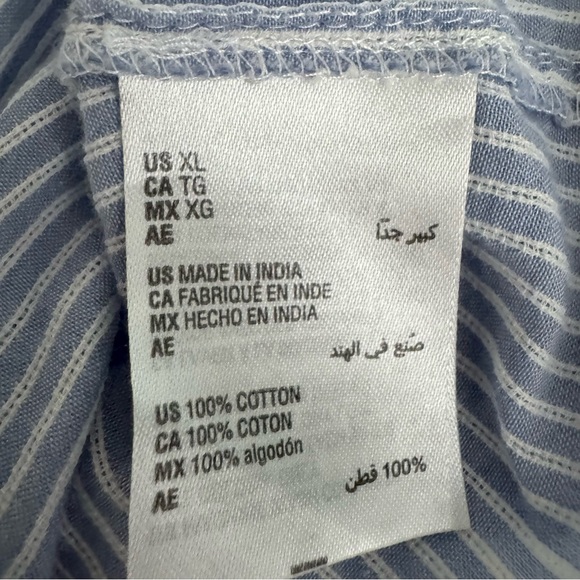 Style & Co Blue Stripe Lace Trim Pintuck Blouse Boho Peasant Top Size XL - Picture 14 of 16